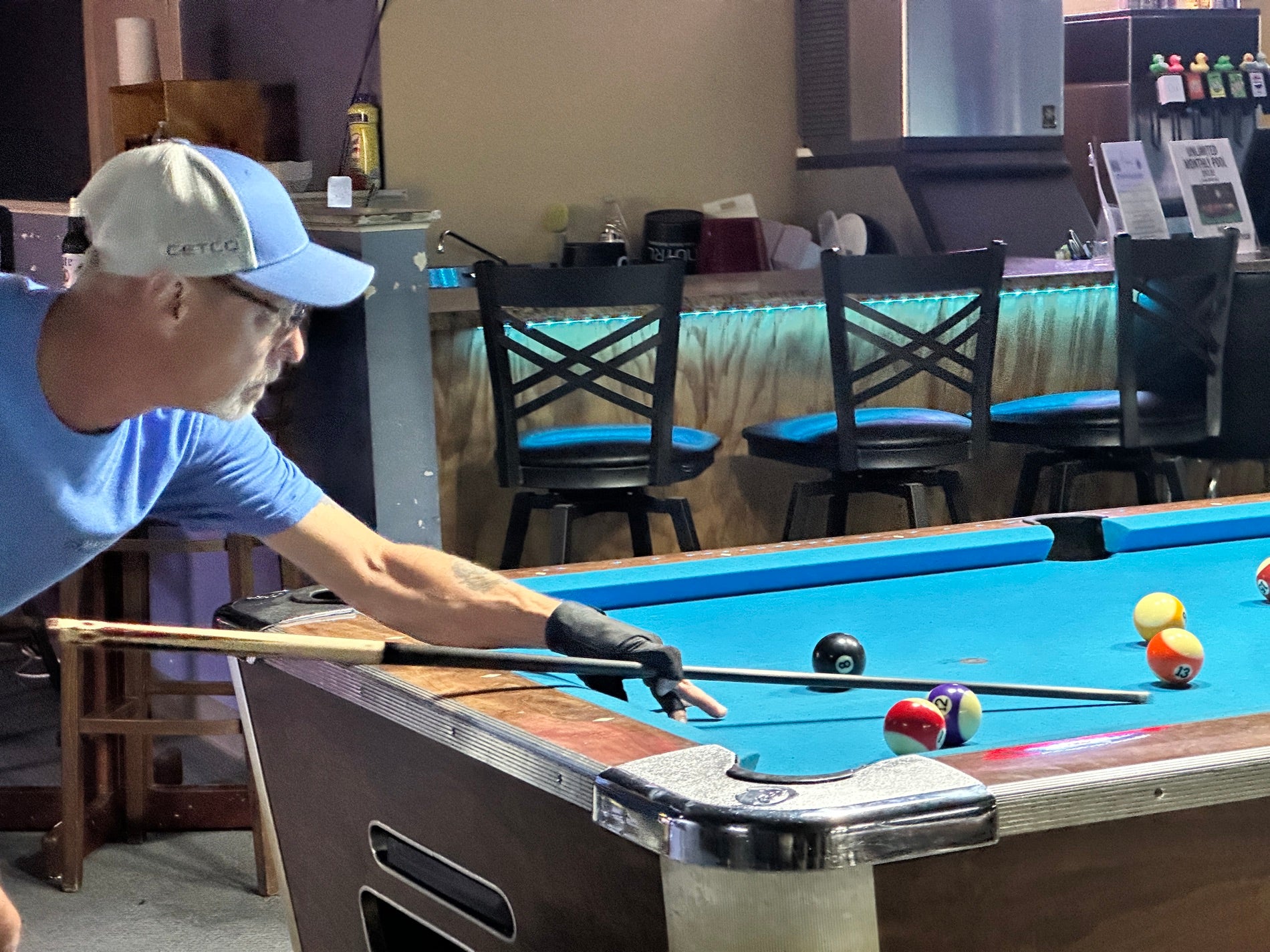 A NAPA of Pensacola singles match in progress at Nine Mile Billiards